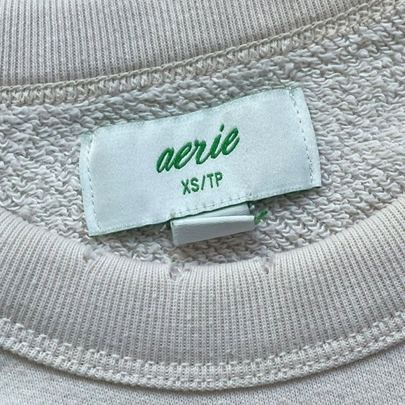 Aerie Sunday Soft Distressed Crewneck Cropped Sweatshirt Women's Size XS - Picture 7 of 8